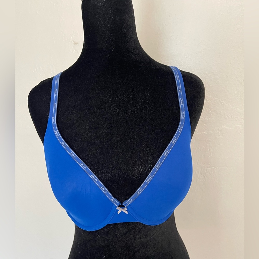DKNY Royal Blue Microfiber T-Shirt Bra - Underwire - Size 34D